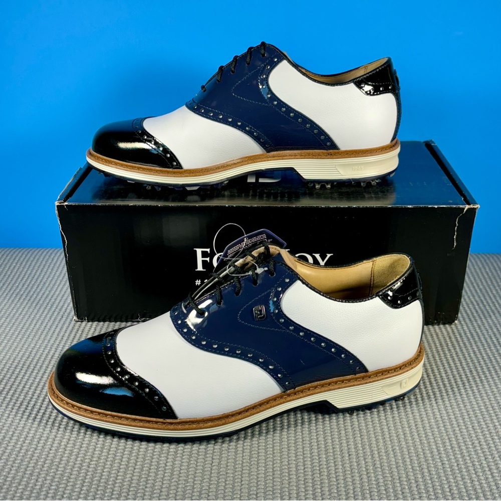 FootJoy DryJoys Premiere Series Wilcox Golf Shoes NEW Men’s white navy black